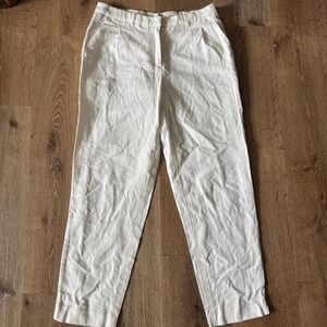 Sandro White Cotton Linen‎ Blend Trousers Size 38